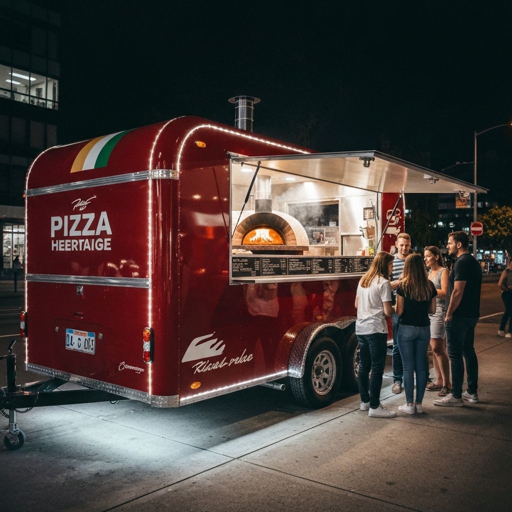 İtalyan Spor Araba Temalı Pizza Trailer'ı - Gece Görünümü
